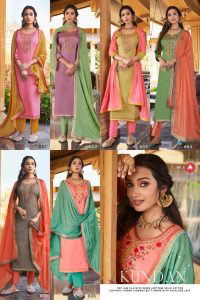 Triple Aaa Kundan Latest fancy Casual Wear Designer Exclusive Pure jam Silk Dress Material Collection
